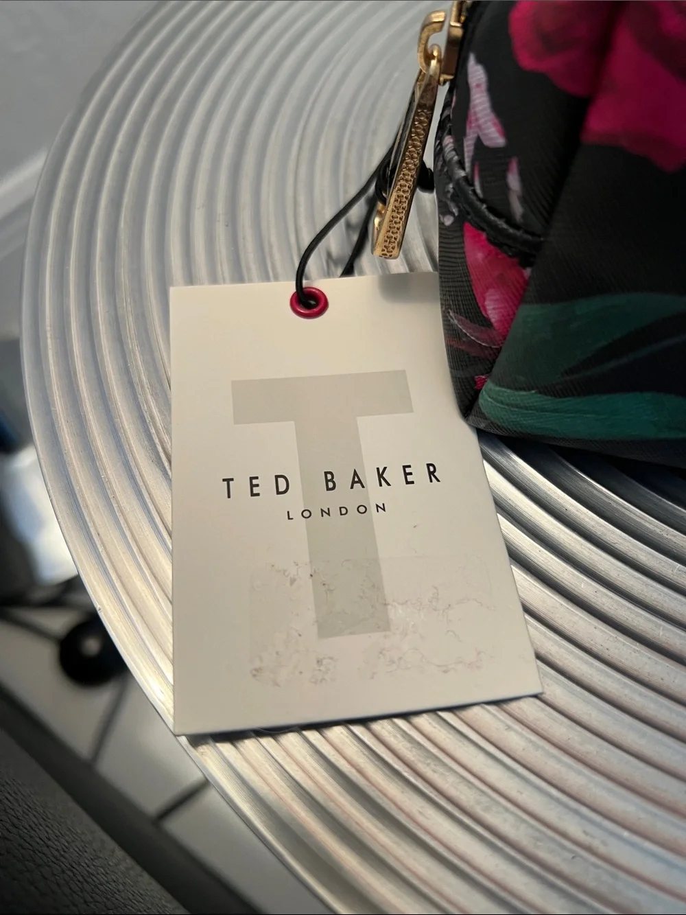 Ted Baker NWT Black Floral Makeup Bag with Pink Roses